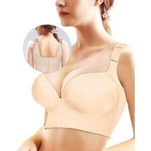 Full Coverage Underwire Bra,Hide Back Fat Deep Cup Bra,Smoothing Deep Cup Bra